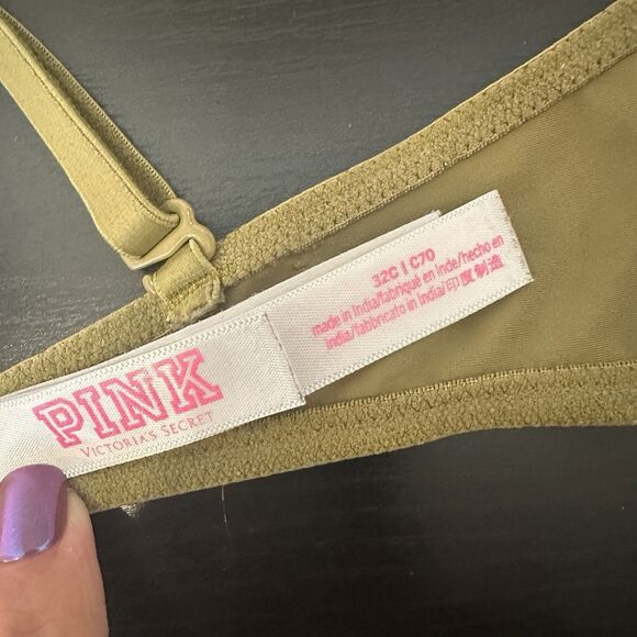 Victorias Secret PINK Wear Everywhere Push Up Bra 32c Green Underwired - Picture 4 of 4